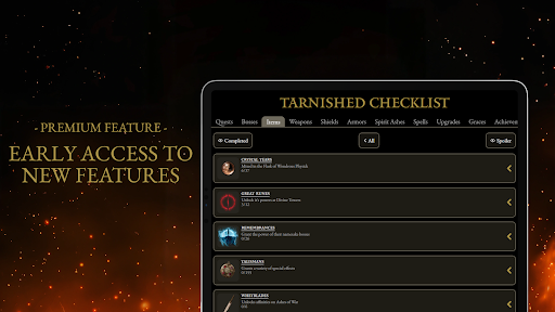 Tarnished Checklist Premium