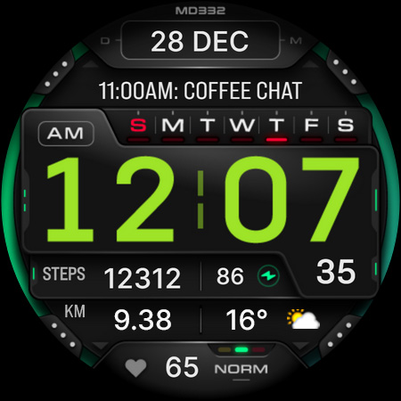 MD332 Digital watch face