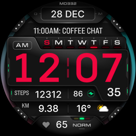 MD332 Digital watch face