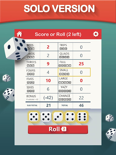 Yazy the yatzy dice game