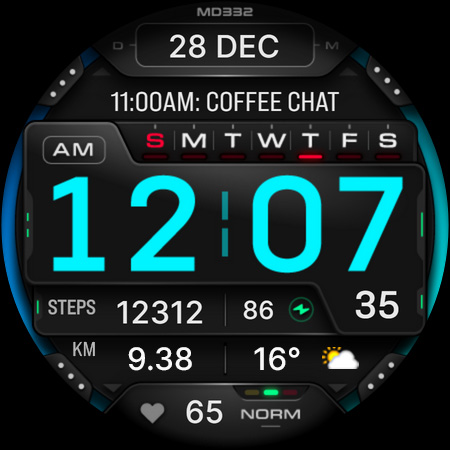 MD332 Digital watch face