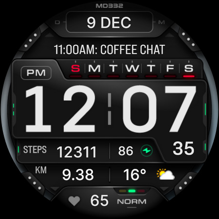 MD332 Digital watch face