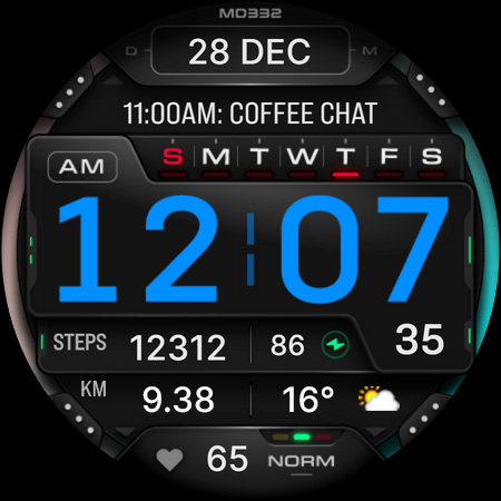 MD332 Digital watch face
