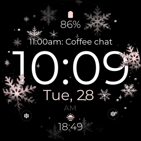 Snowflake rose gold watch face