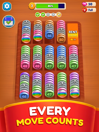 Pocket Sort: Coin Merge Puzzle