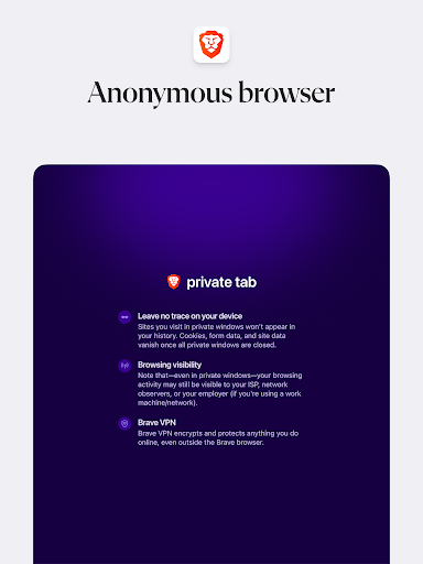 Brave Private Web Browser, VPN