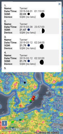 Light pollution map