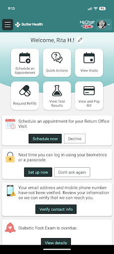 Sutter Health My Health Online