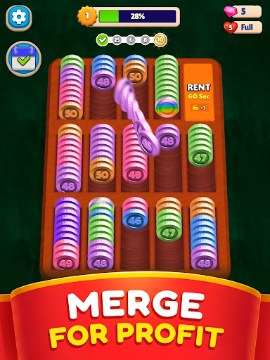 Pocket Sort: Coin Merge Puzzle
