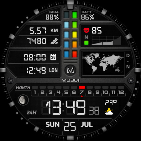 MD301 Hybrid watch face
