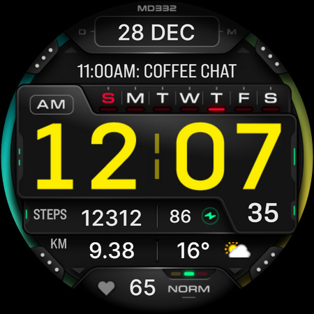 MD332 Digital watch face
