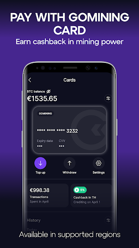 GoMining: Mining, Using BTC