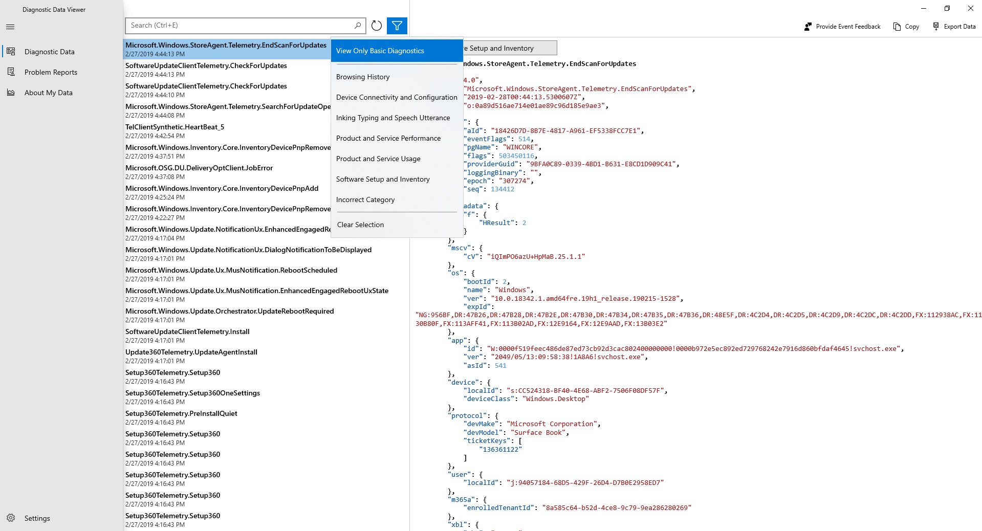 Diagnostic Data Viewer