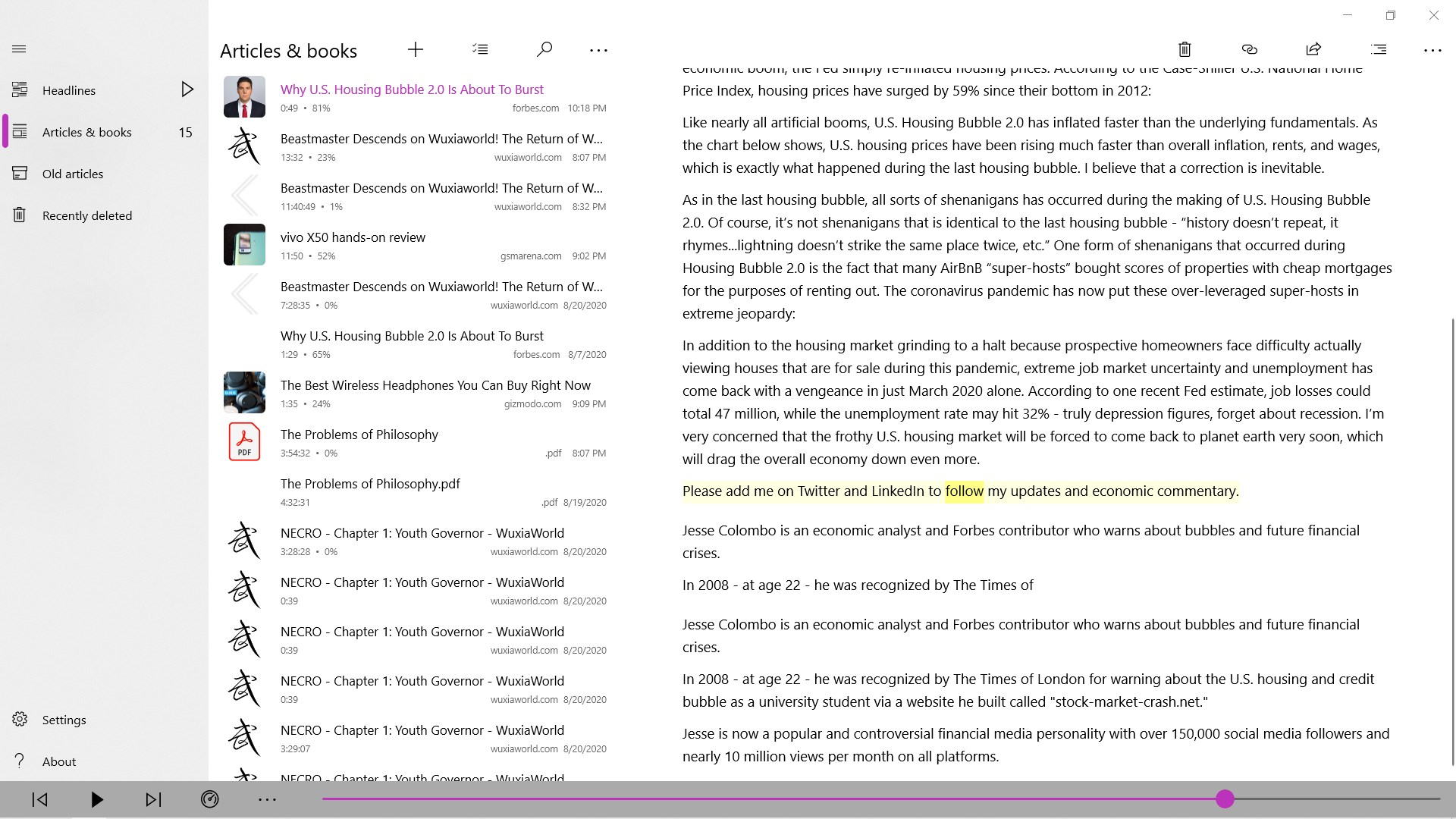 Speech Central: Voice Reader