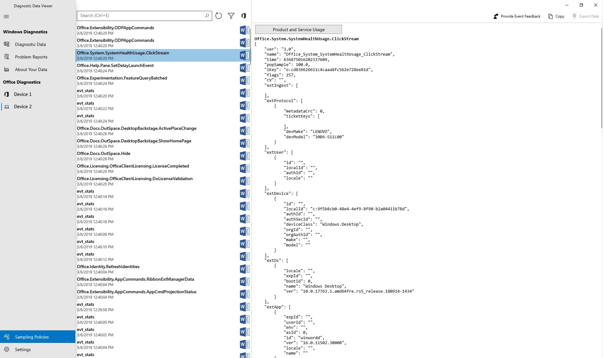 Diagnostic Data Viewer