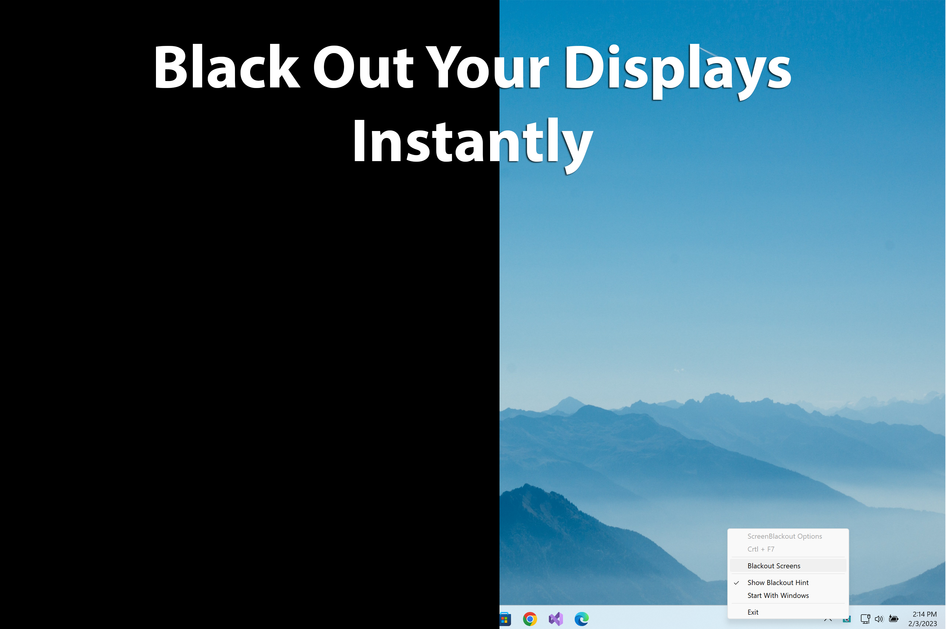 Quick Screen Privacy Blackout