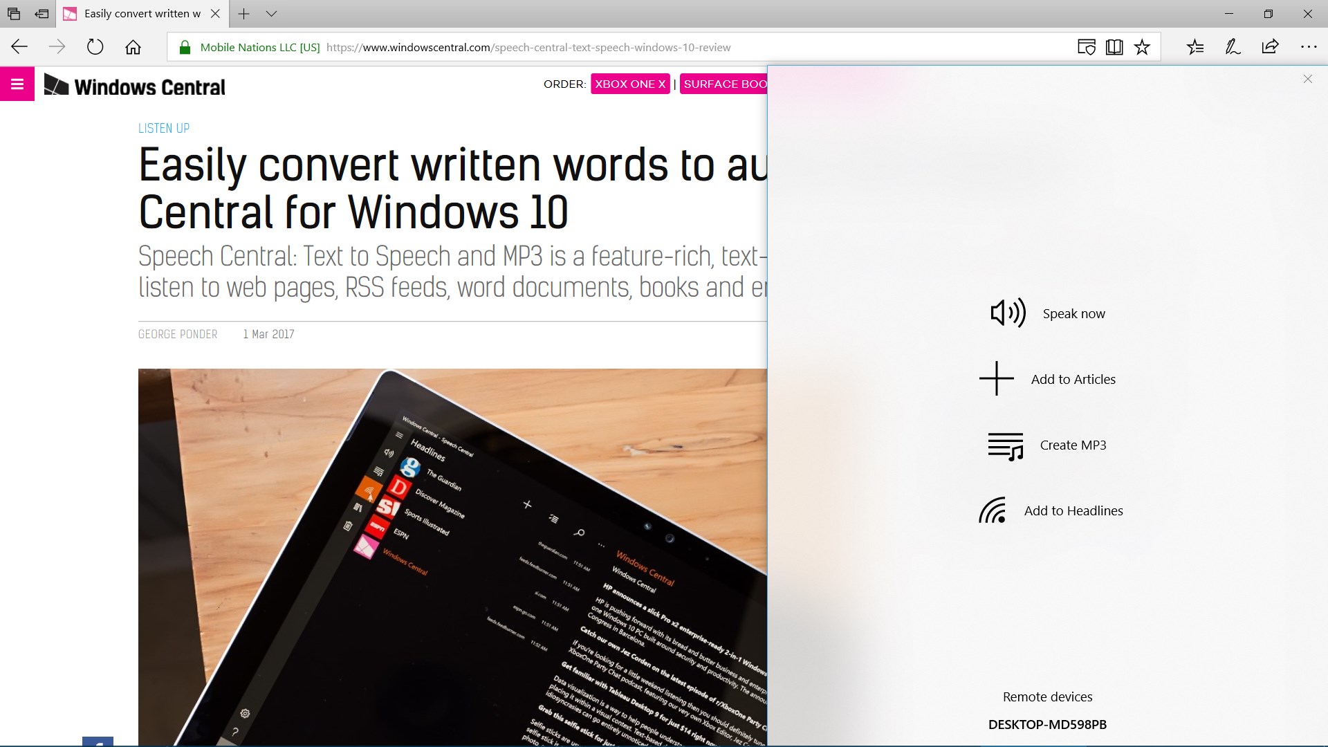 Speech Central: Voice Reader