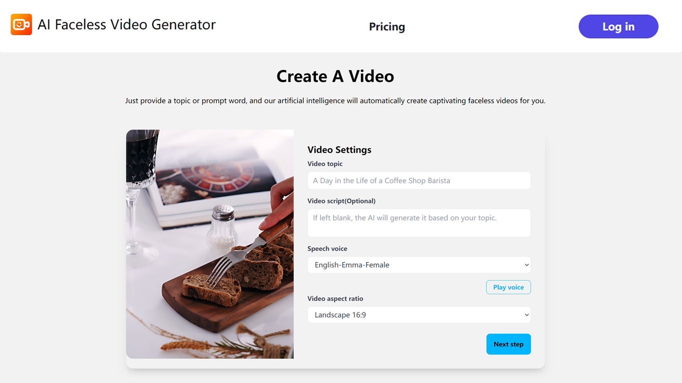AI Faceless Video Generator