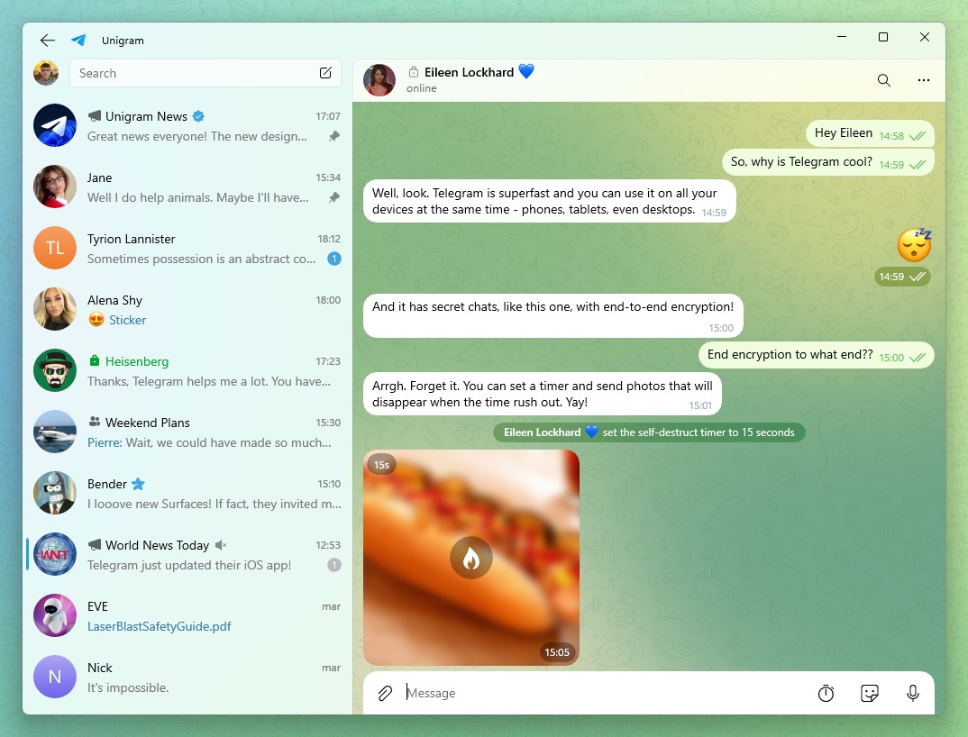 Telegram for Windows (Unigram)