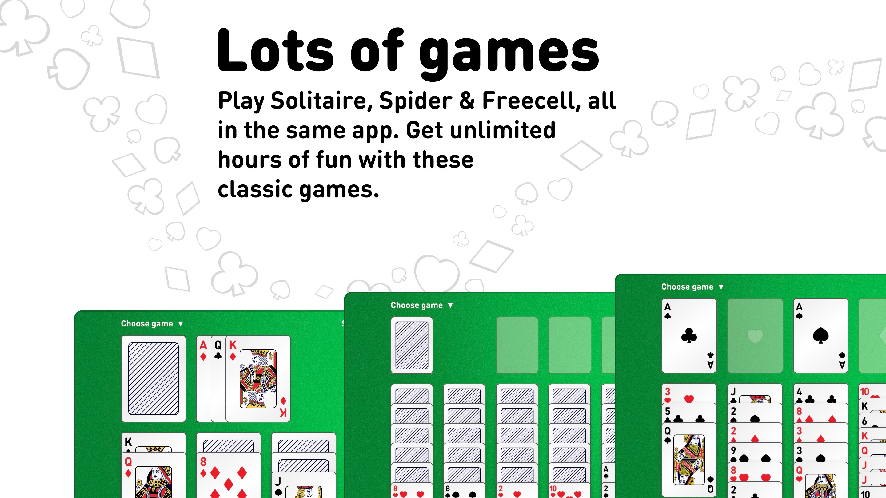 Solitaire · Klondike, Spider and Freecell