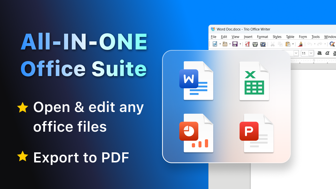Trio Office: DOCX & XLSX Editor