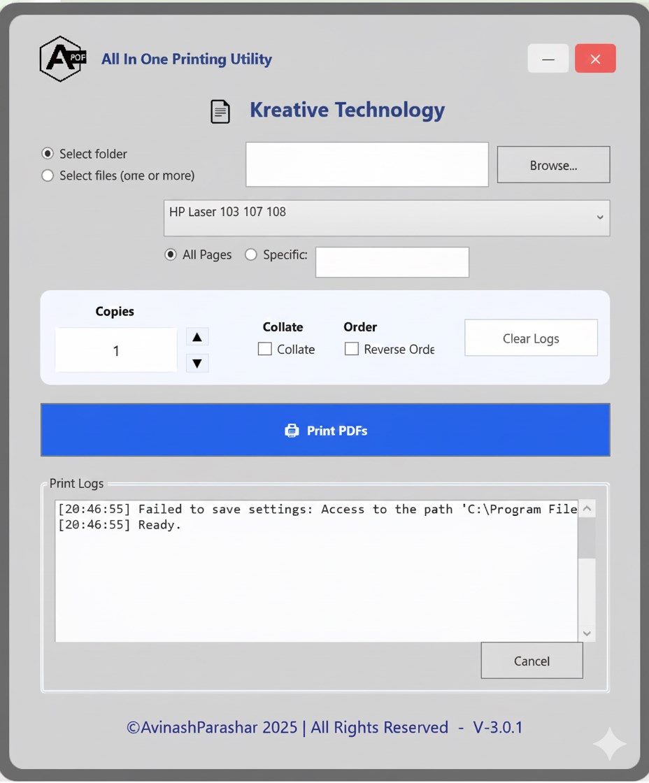 PDF Printer Utility Desktop