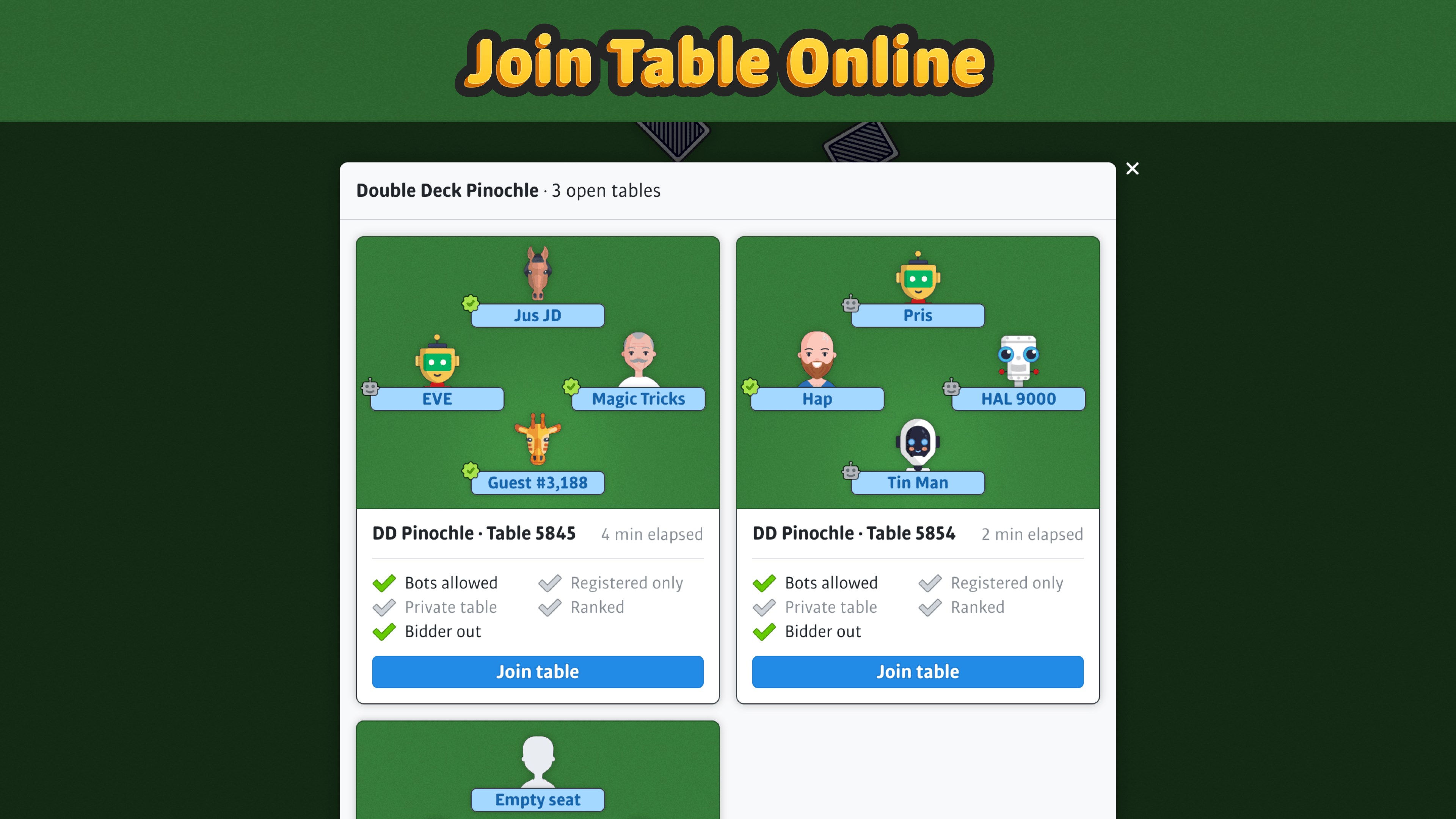 Double Deck Pinochle ‣