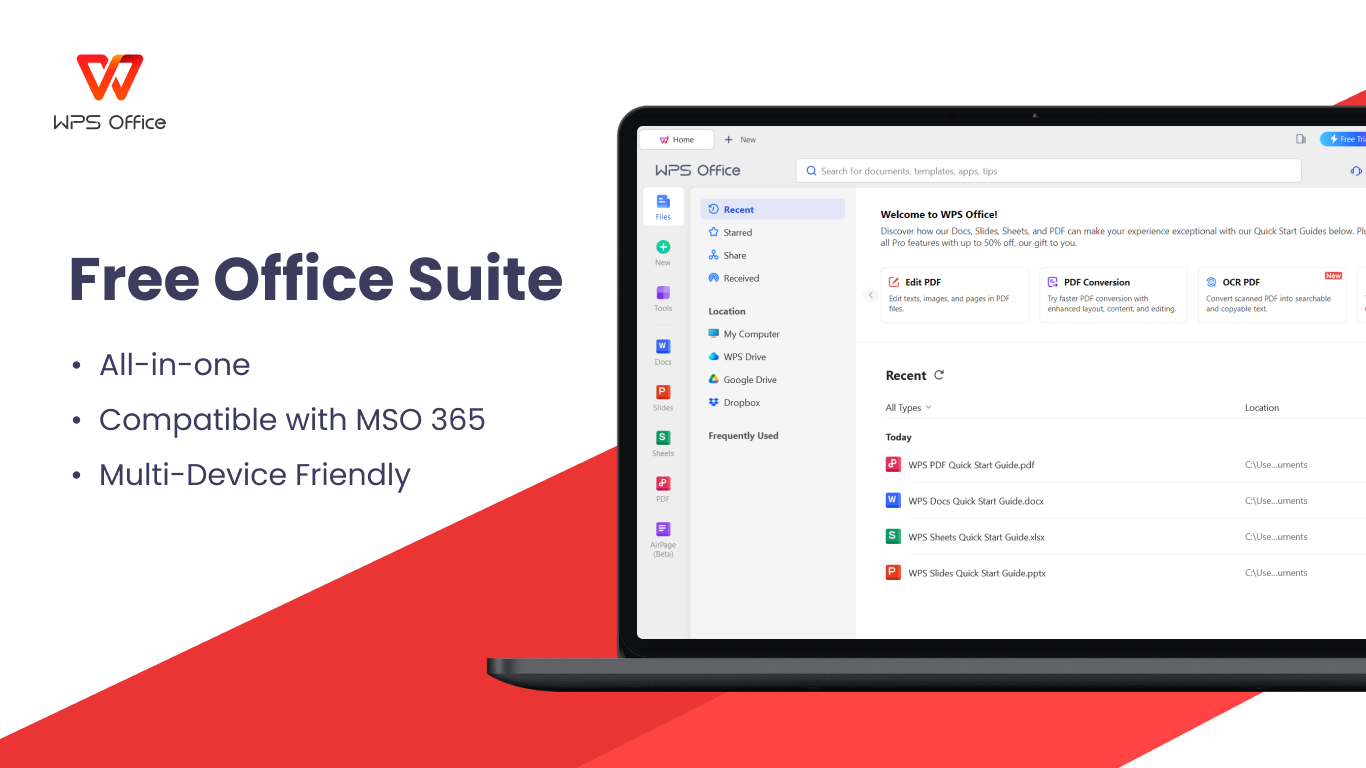 WPS Office Suite - PDF, Docs, Spreadsheet, Slide View & Edit