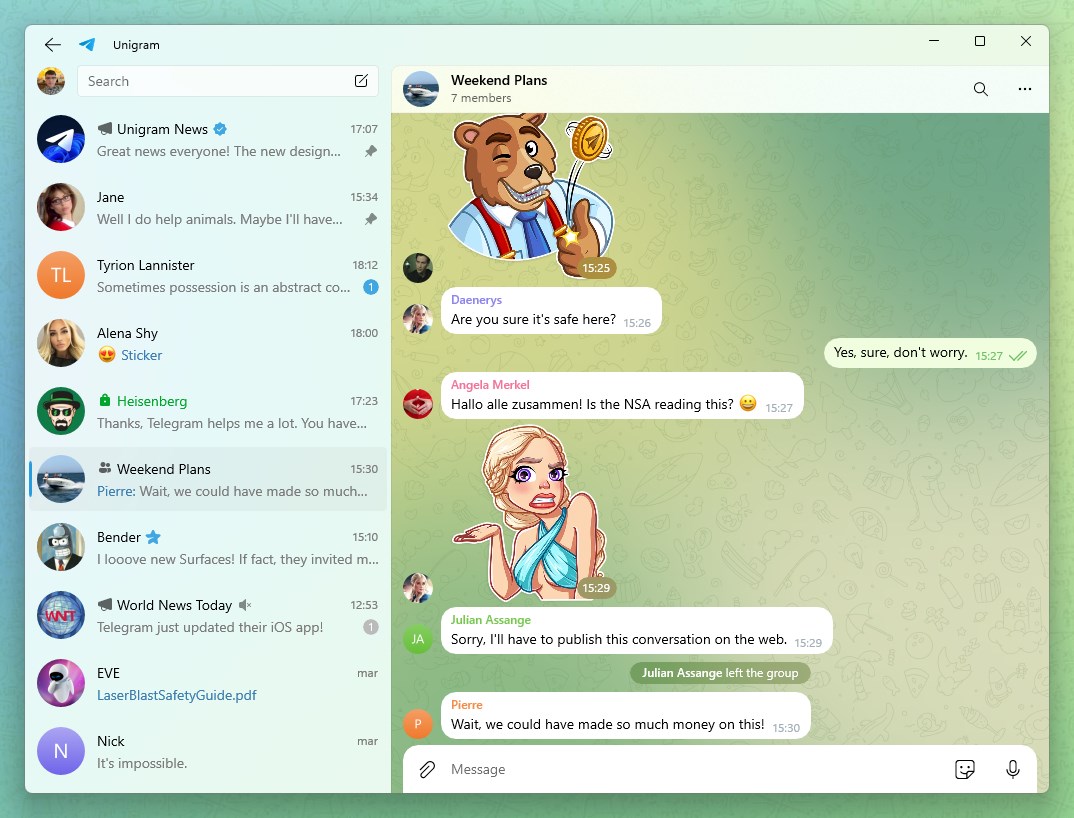 Telegram for Windows (Unigram)
