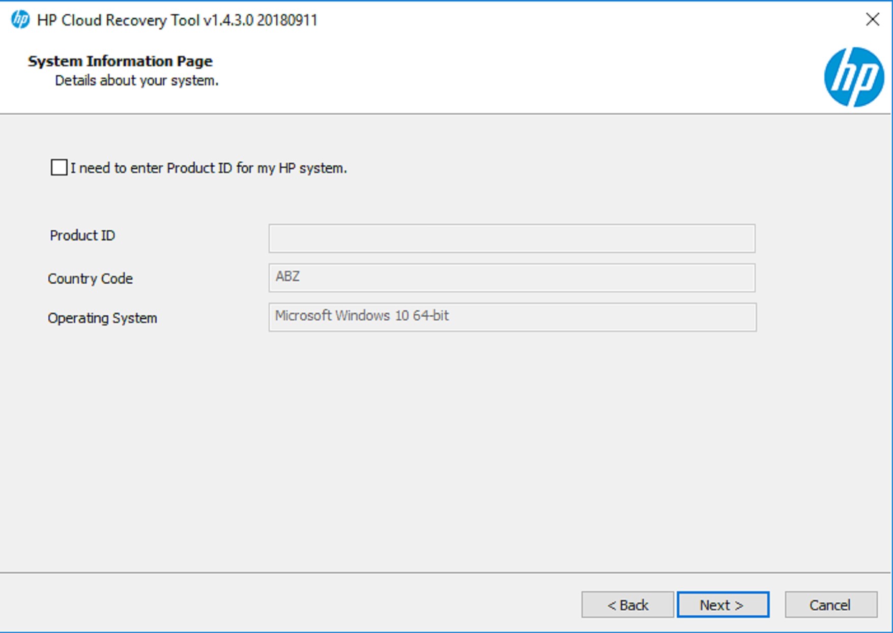 HP Cloud Recovery Tool