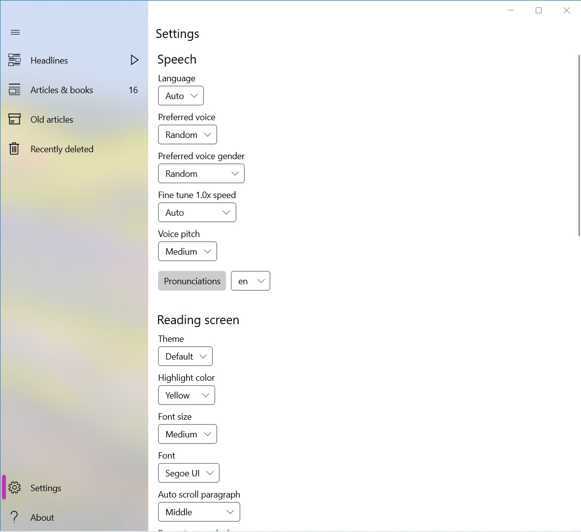 Speech Central: Voice Reader