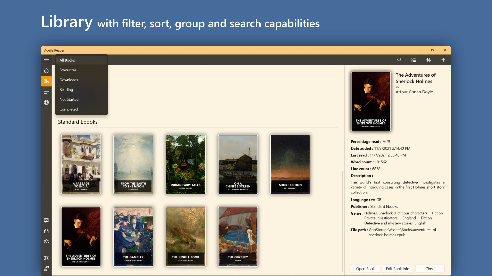 Aquile Reader - Epub Pdf - Modern ebook reader