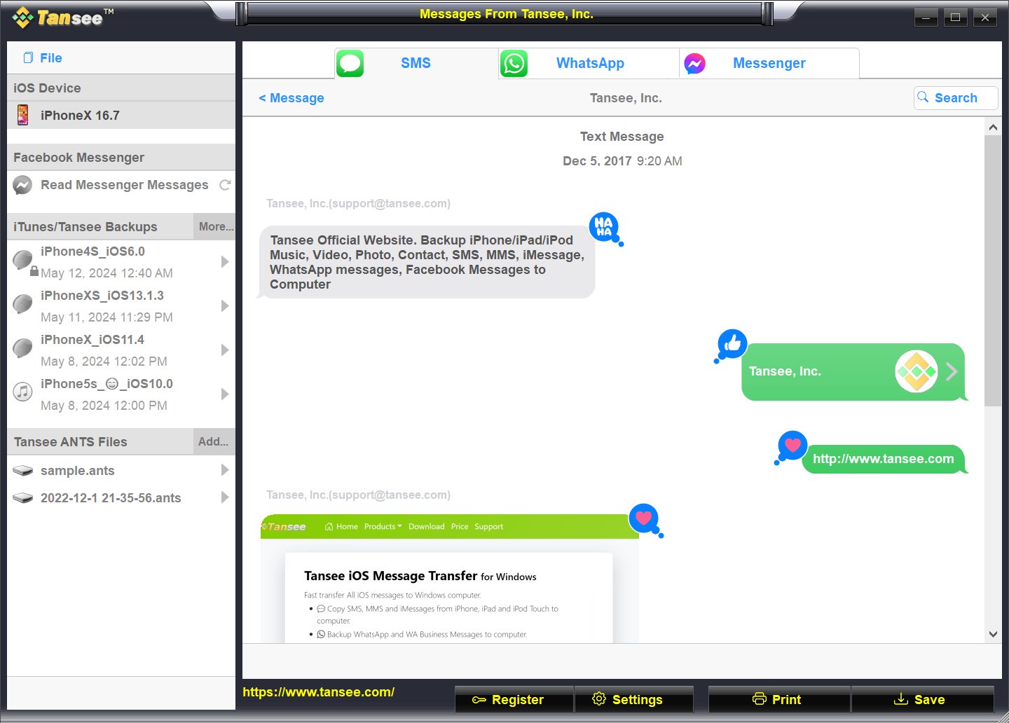 Tansee Message Transfer for iPhone