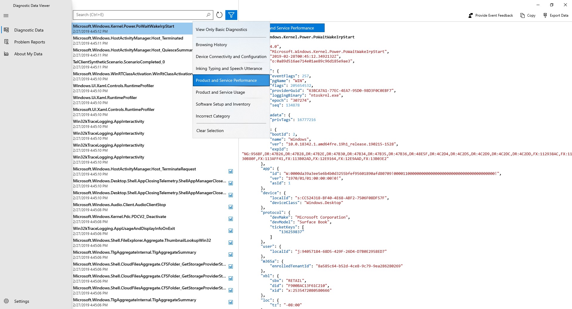 Diagnostic Data Viewer